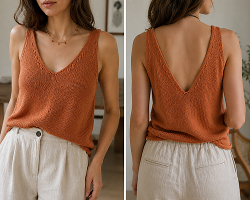 V-Neck Linen Blend Top
