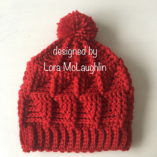 3D Geometric Beanie (red with Pom)