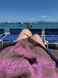 Knitting on Capri Beach