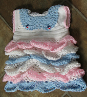 "American Made" dress
Back: Before washing (which will relax the yarn). 