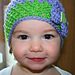 Crochet lace baby hat with bow pattern 