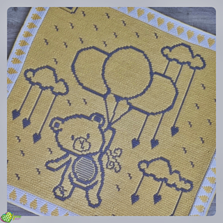 Mosaic Teddy Afloat Crib Blanket