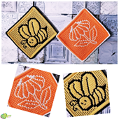 Mosaic Buzzing Bee & Drooping Daisy Potholders