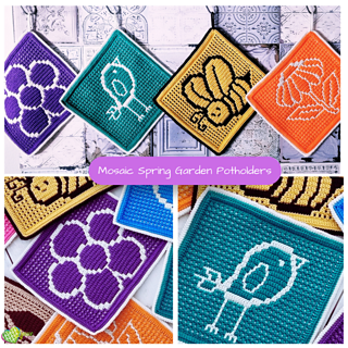 Mosaic Spring Garden Potholders