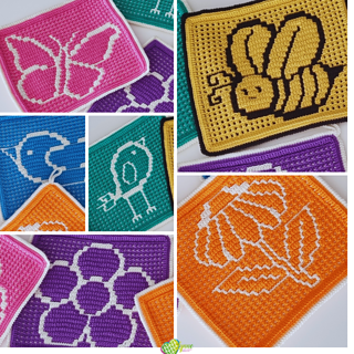 Mosaic Spring Garden Potholders
