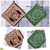 Mosaic Owl & Snail Potholders