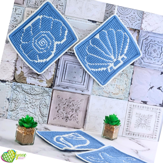 Mosaic Snail Shell & Clam Potholders