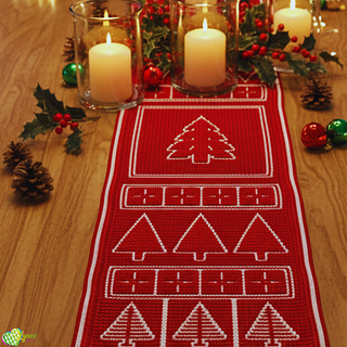 Mosaic Yuletide Trees Tablerunner