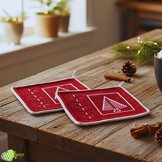 Mosaic Yuletide Trees Potholders