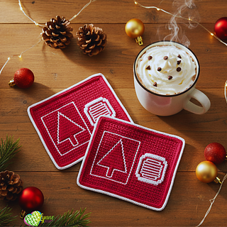 Mosaic Yuletide Trees Mug Rugs