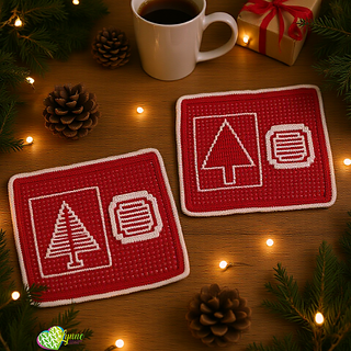 Mosaic Yuletide Trees Mug Rugs