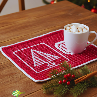 Mosaic Yuletide Trees Mug Rugs
