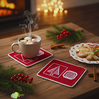 Mosaic Yuletide Trees Mug Rugs