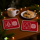 Mosaic Yuletide Trees Mug Rugs