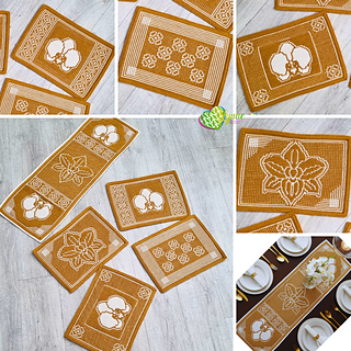 Mosaic Ladyslipper Placemats & Tablerunner