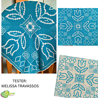 Mosaic Tulips Tabletopper - Small Version with Reversible Mosiac Crochet - Melissa Travassos