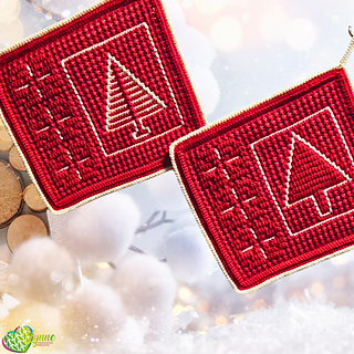 Mosaic Yuletide Trees Potholders