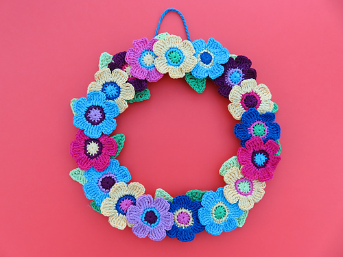 Stash Yarn Flower Wreath