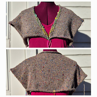 Upper part before washing. Increases are marked with green and yellow markers.
