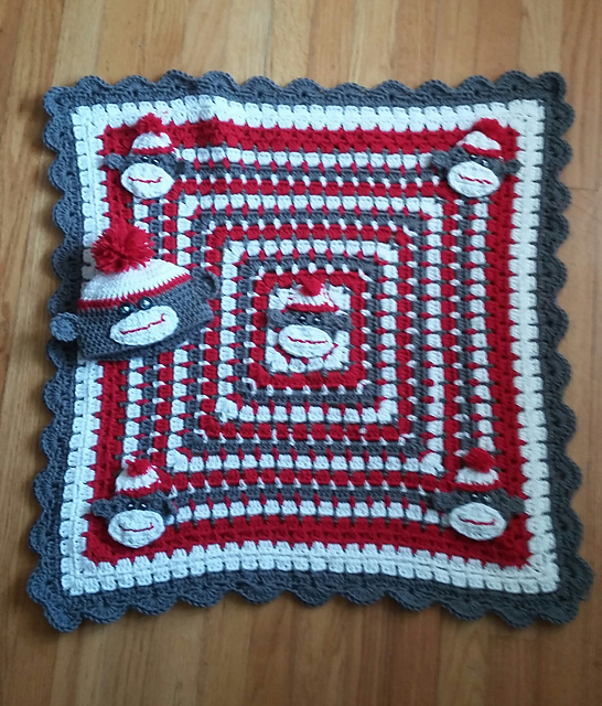 sock monkey baby blanket