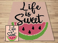 Life Is Sweet Watermelon C2C Blanket Crochet Pattern by Magic Yarn Pixels
