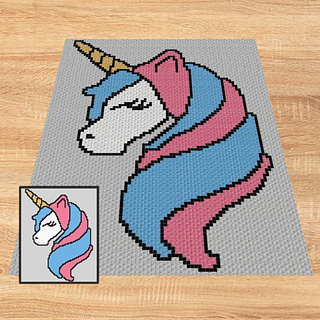 Glitter Unicorn C2C Crochet Blanket Pattern by Magic Yarn Pixels