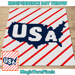 Independence Day Throw C2C Crochet Pattern by Magic Yarn Pixels