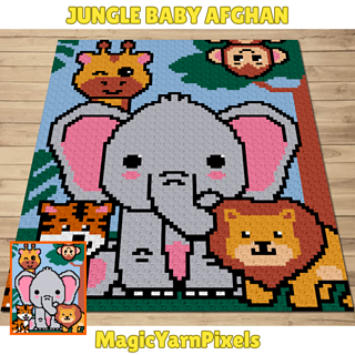 Jungle Baby Afghan C2C Crochet Pattern by Magic Yarn Pixels