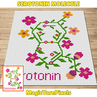 Serotonin Molecule C2C Crochet Pattern by Magic Yarn Pixels