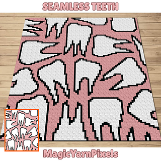 Seamless Teeth C2C Crochet Pattern by Magic Yarn Pixels