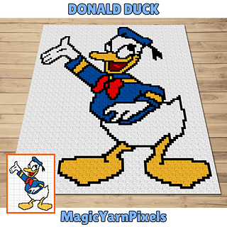 Donald Duck C2C Crochet Pattern By Magic Yarn Pixels