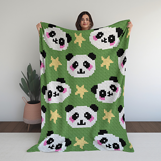 Kawaii Panda Print C2C Crochet Pattern By Magic Yarn Pixels