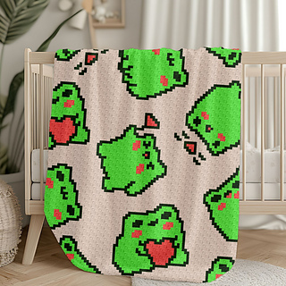 Kawaii Frog Print C2C Crochet Pattern By Magic Yarn Pixels