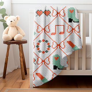 Coquette Bow Print C2C Crochet Blanket Pattern