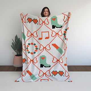 Coquette Bow Print C2C Crochet Blanket Pattern