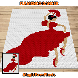 Red Flamenco Dancer C2C Crochet Blanket Pattern