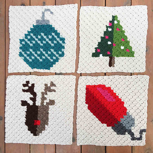 C2C Christmas Mitten Afghan Block photo 4