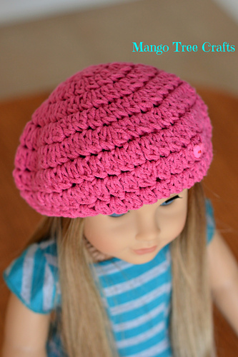 Crochet Beret for 18" American Girl Doll photo 1