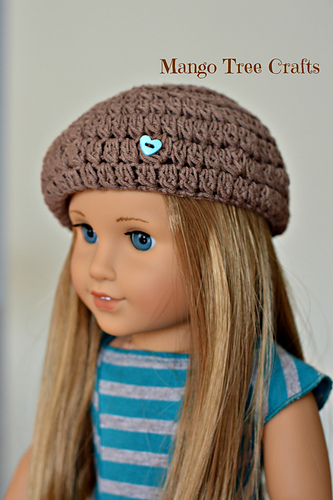 Crochet Beret for 18" American Girl Doll photo 3