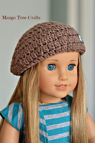 Crochet Beret for 18" American Girl Doll photo 4