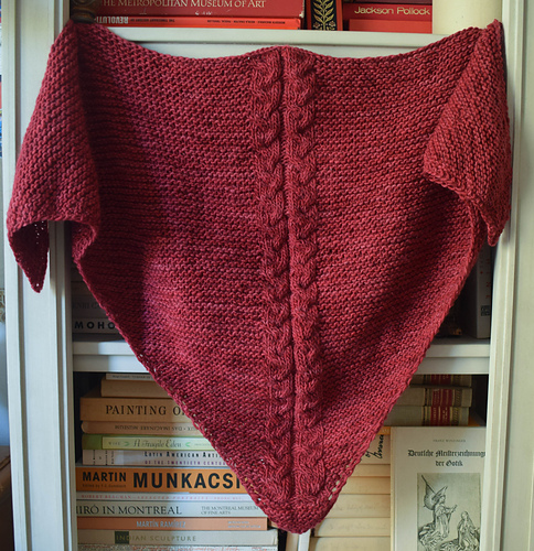 Boiled Wool Shawl, Embroidery, Cranberry