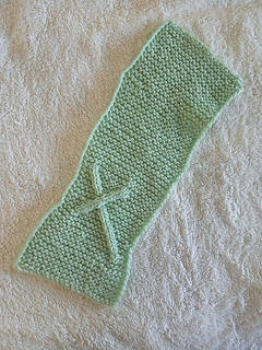 Not blocked. But blocking does not matter much, with acrylic yarn. It needs to be washed.