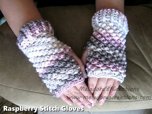 Raspberry Stitch Fingerless Gloves photo 1