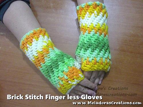 Brick Stitch Fingerless Gloves photo 2