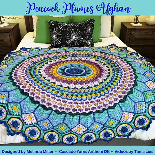 Peacock Plumes Afghan - Melinda Miller