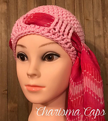 crochet chemo cap with scarf tie