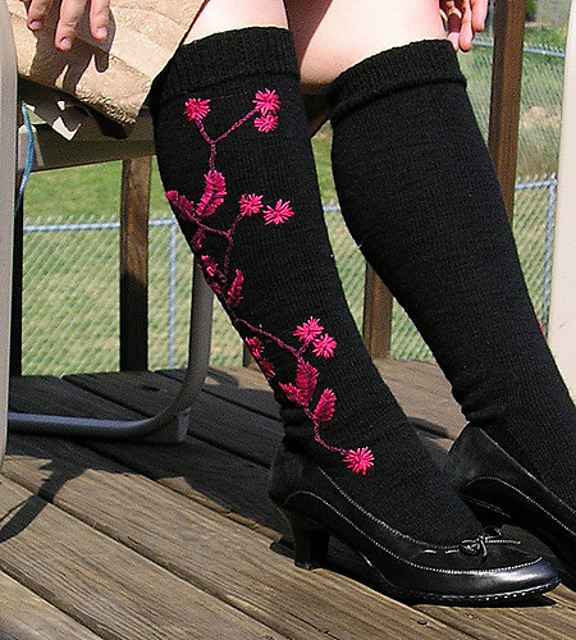 Ravelry MidnightOwl's Black Embroidered Stockings
