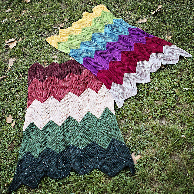 Ravelry Garter Chevron Blanket pattern by Knitting Expat Designs
