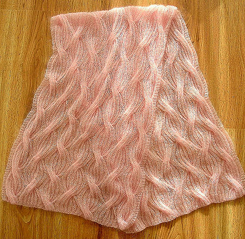 reversible cabled rib shawl