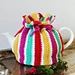 Striped Tea Cosy with Drawstring Top pattern 